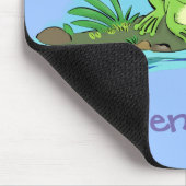 Grappig groene kikker met flies cartoon illustrati muismat (Hoek)