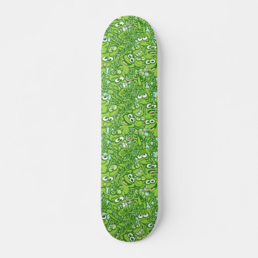 Grappig groene kikkers in een rommelig patroon persoonlijk skateboard (Voorkant)