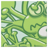 Grappig groene kikkers in een rommelig patroon stof (Close Up)