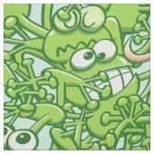 Grappig groene kikkers in een rommelig patroon stof (Swatch)