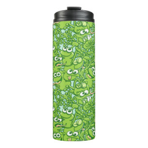 Grappig groene kikkers in een rommelig patroon thermosbeker