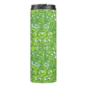 Grappig groene kikkers in een rommelig patroon thermosbeker (Achterkant)