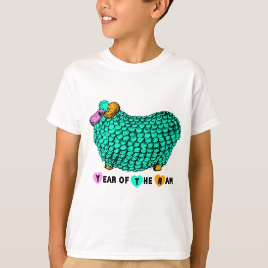 Grappig Groene Ram Chinese Nieuwjaar Zodiac K Whit T-shirt (Voorkant)