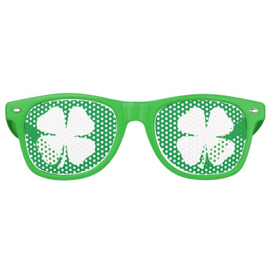 Grappig groene Sint Patrick's Day, geluksklaver Retro Zonnebril (Voorkant)