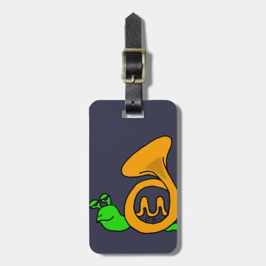 Grappig groene slak met Franse Horn Shell Bagagelabel (Voorkant verticaal)