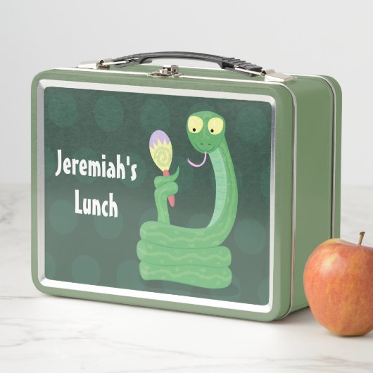 Grappig groene slang met maraca-cartoon (In situ)