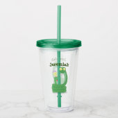 Grappig groene slang met maraca-cartoon acryl drinkbeker (Voorkant)