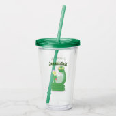 Grappig groene slang met maraca-cartoon acryl drinkbeker (Achterkant)