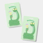 Grappig groene slang met maraca-cartoon badge (Voor- en achterkant)