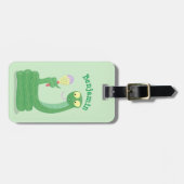 Grappig groene slang met maraca-cartoon bagagelabel (Voorkant horizontaal)