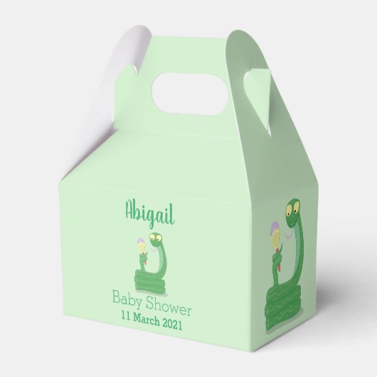 Grappig groene slang met maraca-cartoon bedankdoosjes (Achterkant)