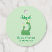 Grappig groene slang met maraca-cartoon bedankjes labels (Achterkant)