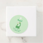 Grappig groene slang met maraca-cartoon bedankjes labels (In situ)