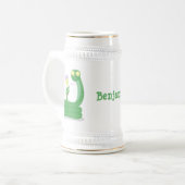 Grappig groene slang met maraca-cartoon bierpul (Voorkant links)