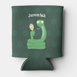 Grappig groene slang met maraca-cartoon blikjeskoeler