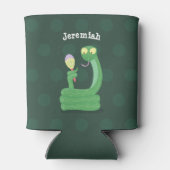 Grappig groene slang met maraca-cartoon blikjeskoeler (Achterkant)