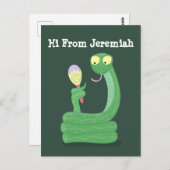 Grappig groene slang met maraca-cartoon briefkaart (Voorkant / Achterkant)