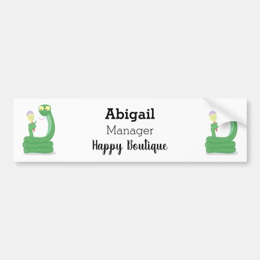 Grappig groene slang met maraca-cartoon bumpersticker (Voorkant)