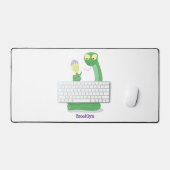 Grappig groene slang met maraca-cartoon bureaumat (Keyboard & Muis)