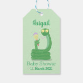 Grappig groene slang met maraca-cartoon cadeaulabel (Achterkant)