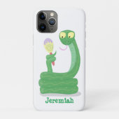 Grappig groene slang met maraca-cartoon Case-Mate iPhone case (Achterkant)