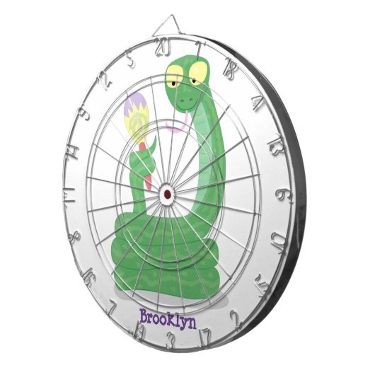 Grappig groene slang met maraca-cartoon dartbord (Voorkant Rechts)