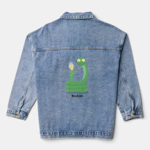 Grappig groene slang met maraca-cartoon denim jacket