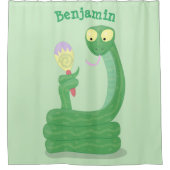 Grappig groene slang met maraca-cartoon douchegordijn (Voorkant)