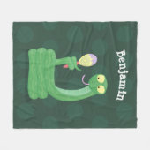 Grappig groene slang met maraca-cartoon fleece deken (Voorkant (Horizontaal))
