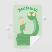 Grappig groene slang met maraca-cartoon golfhanddoek (Insitu)