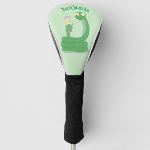 Grappig groene slang met maraca-cartoon golfheadcover