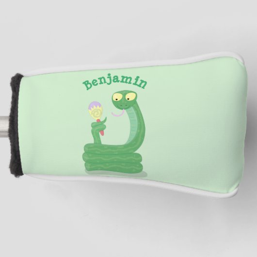 Grappig groene slang met maraca-cartoon golfheadcover (Voorkant)