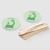 Grappig groene slang met maraca-cartoon handwaaier (Niet-gemonteerd)