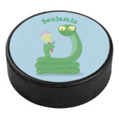 Grappig groene slang met maraca-cartoon hockey puck (3/4)