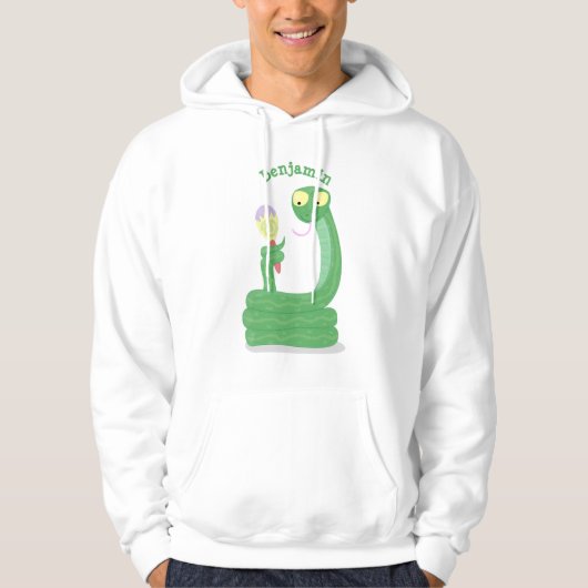 Grappig groene slang met maraca-cartoon hoodie (Voorkant)