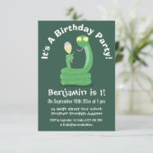 Grappig groene slang met maraca-cartoon kaart (Staand voorkant)