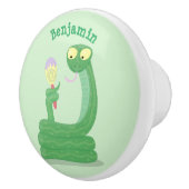 Grappig groene slang met maraca-cartoon keramische knop (Rechts)