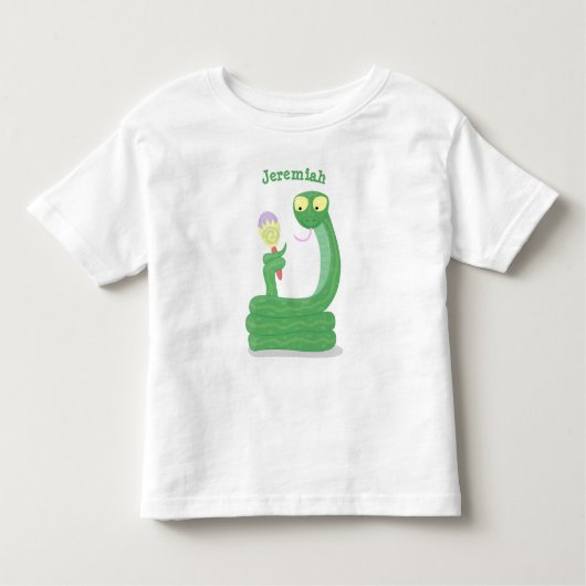 Grappig groene slang met maraca-cartoon kinder shirts (Voorkant)