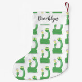 Grappig groene slang met maraca-cartoon kleine kerstsok (Achterkant)