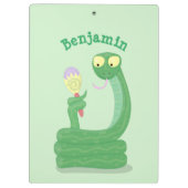 Grappig groene slang met maraca-cartoon klembord (Achterkant)