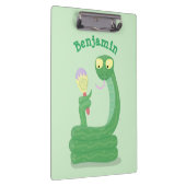Grappig groene slang met maraca-cartoon klembord (Rechts)