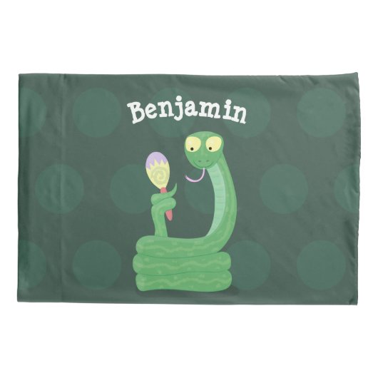Grappig groene slang met maraca-cartoon kussensloop (Achterkant)