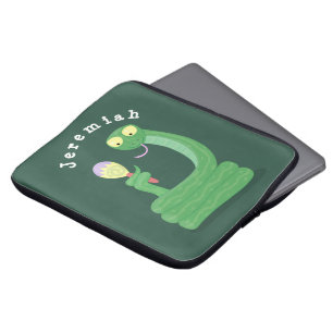 Grappig groene slang met maraca-cartoon laptop sleeve