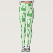 Grappig groene slang met maraca-cartoon leggings (Voorkant)