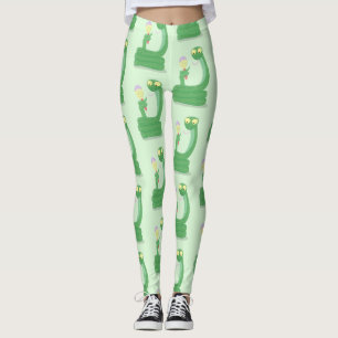 Grappig groene slang met maraca-cartoon leggings