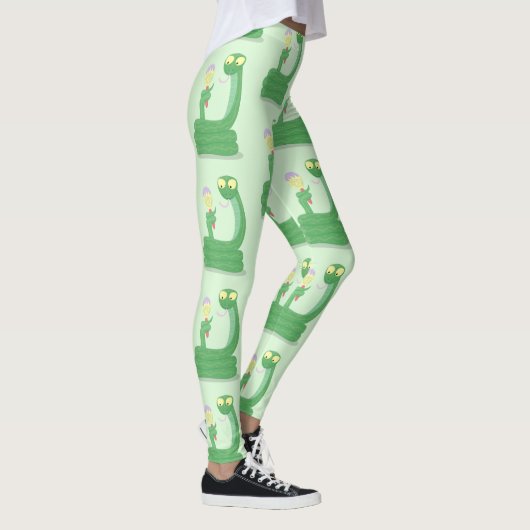 Grappig groene slang met maraca-cartoon leggings (Rechts)