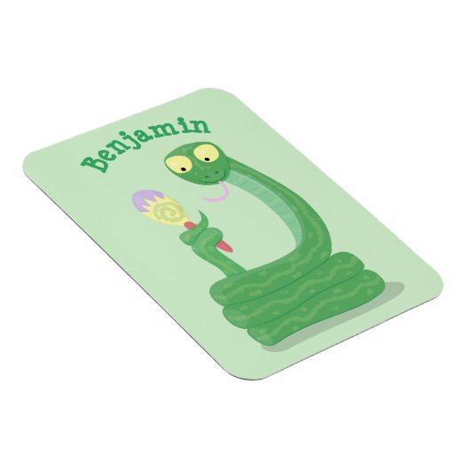 Grappig groene slang met maraca-cartoon magneet (Rechterzijde)