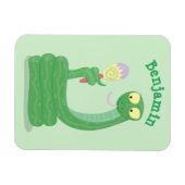 Grappig groene slang met maraca-cartoon magneet (Horizontaal)