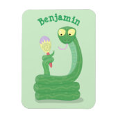 Grappig groene slang met maraca-cartoon magneet (Verticaal)