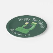 Grappig groene slang met maraca-cartoon papieren bordje (Gekanteld)